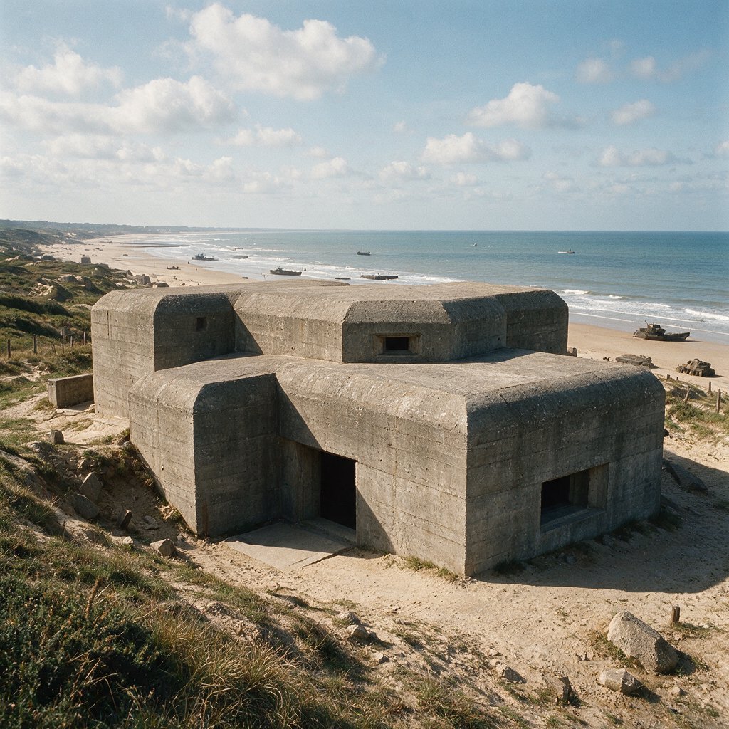 German bunker complex on the French Atlantic coast during World War II — Seedream 5.0 Pro