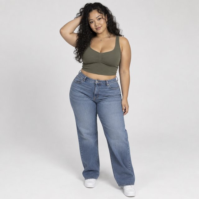 A pretty mixed-race woman of Korean, White, and Black heritage, curvy, full-body image, plain background. — GPT Image 2.5 Sunburst