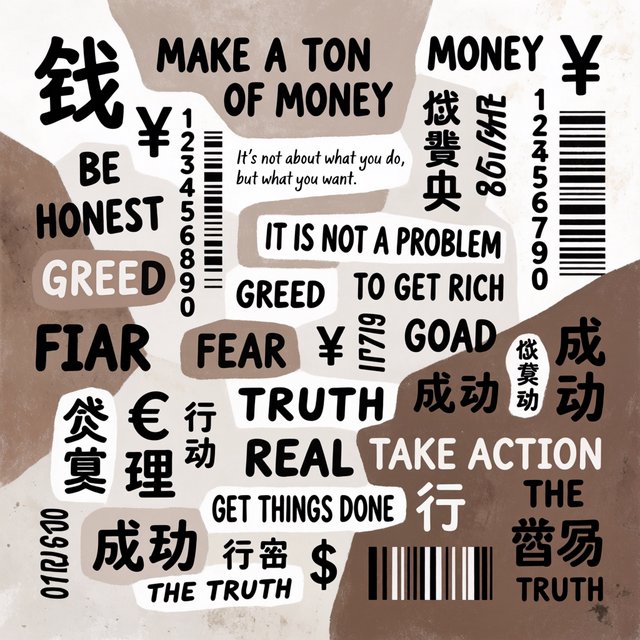 Messages and words related to making a ton of money, hidden in plain sight around the world. — Krea 2 Medium