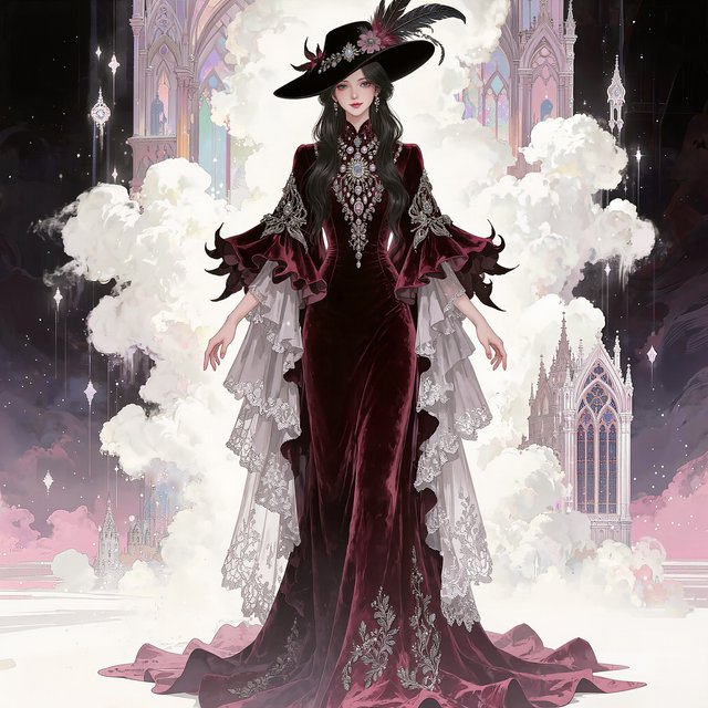 Surreal, ethereal East Asian adult beauty, 21 years old, in maximalist Gothic attire, with the most beautiful expression. — Kling v3