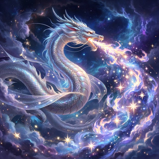 A beautiful, ethereal dragon flying through the skies breathing star flames. Detailed scales. — ImagineArt 2
