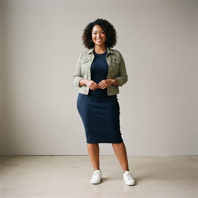 A pretty mixed-race woman of Korean, White, and Black heritage, curvy, full-body image, plain background. — Nano Banana 2 Lite