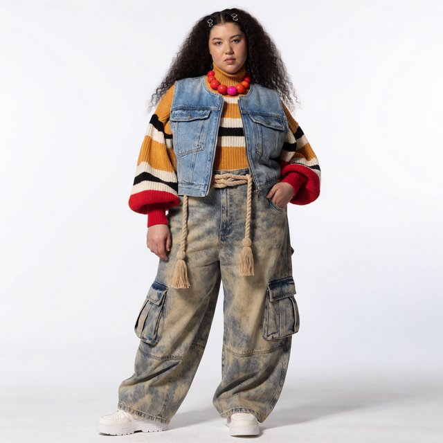 A pretty mixed-race woman of Korean, White, and Black heritage, curvy, full-body image, plain background. — Recraft v4 Pro