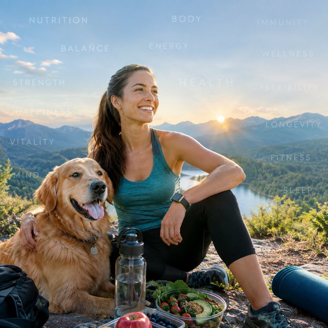 Realistic image depicting great health in many ways. In the background, words related to health are hidden in plain sight. — GPT Image 2.5 Flare