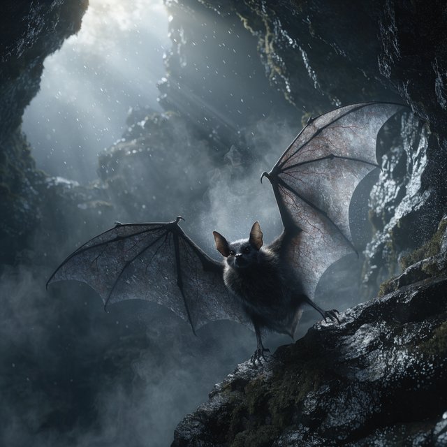 Vampire bat art, volumetric fog, chiaroscuro lighting, subsurface scattering. — Model 20