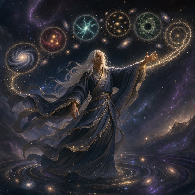 An immortal with a wave of their hand creates multiple universes. — FLUX 3 Image