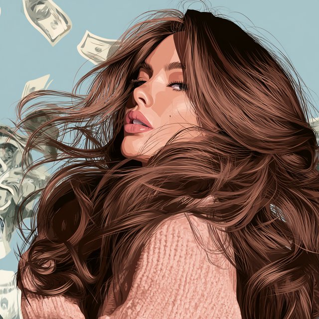 Exchanging flirtatious glances. Alluring. A peerlessly beautiful adult woman. Captivating. An expression of being dazzled by money, heart racing. Ergonomics. Long hair flowing. — Midjourney V8.2