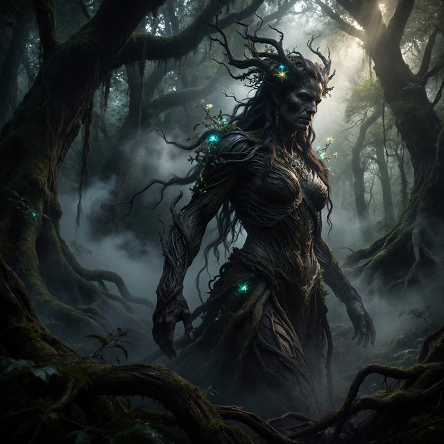 fantasy aesthetic, volumetric fog, chiaroscuro lighting, subsurface scattering, sculptural realism, an epic adult dryad. — ImagineArt 1.5 Pro