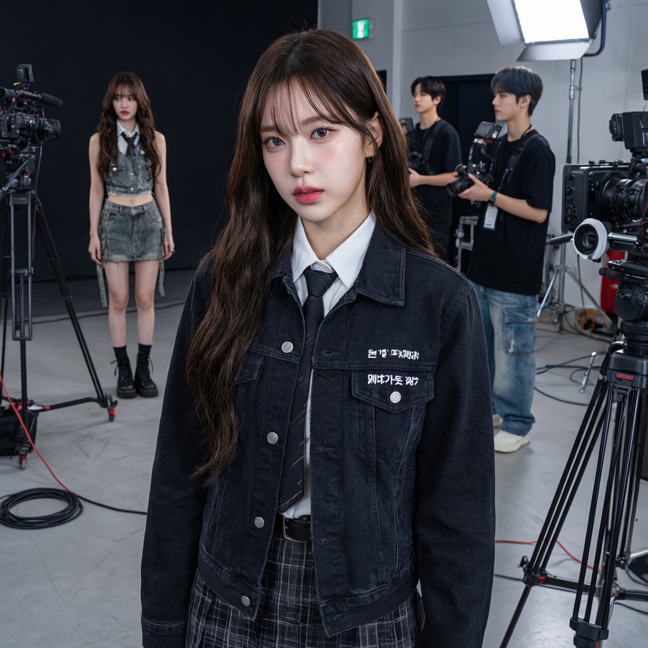 A pretty K-pop idol who is 19–21 years old at a music video shoot. The music video is for her hit song "돈 벌기" (Make Money). The setting of the music video relates to the song name. At least 4 scenes and many angles. — Qwen Image 3.0 Pro
