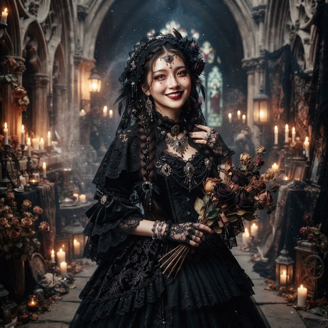 Surreal, ethereal East Asian adult beauty, 21 years old, in maximalist Gothic attire, with the most beautiful expression. — Nano Banana 2 Lite