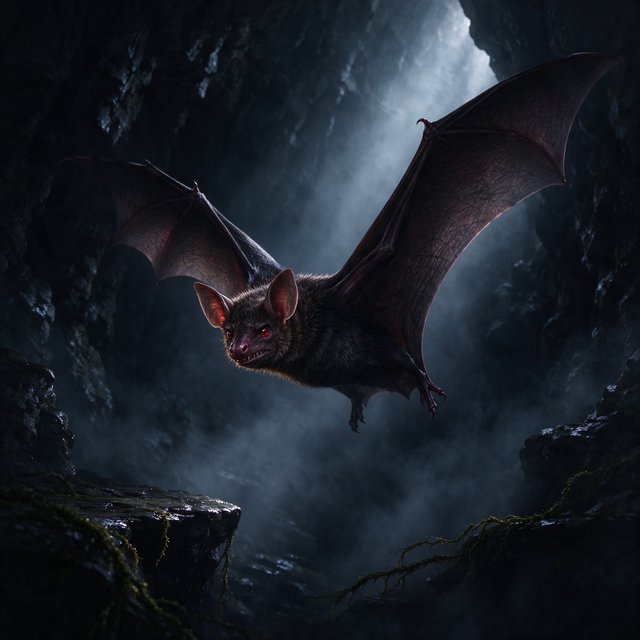 Vampire bat art, volumetric fog, chiaroscuro lighting, subsurface scattering. — Model 22