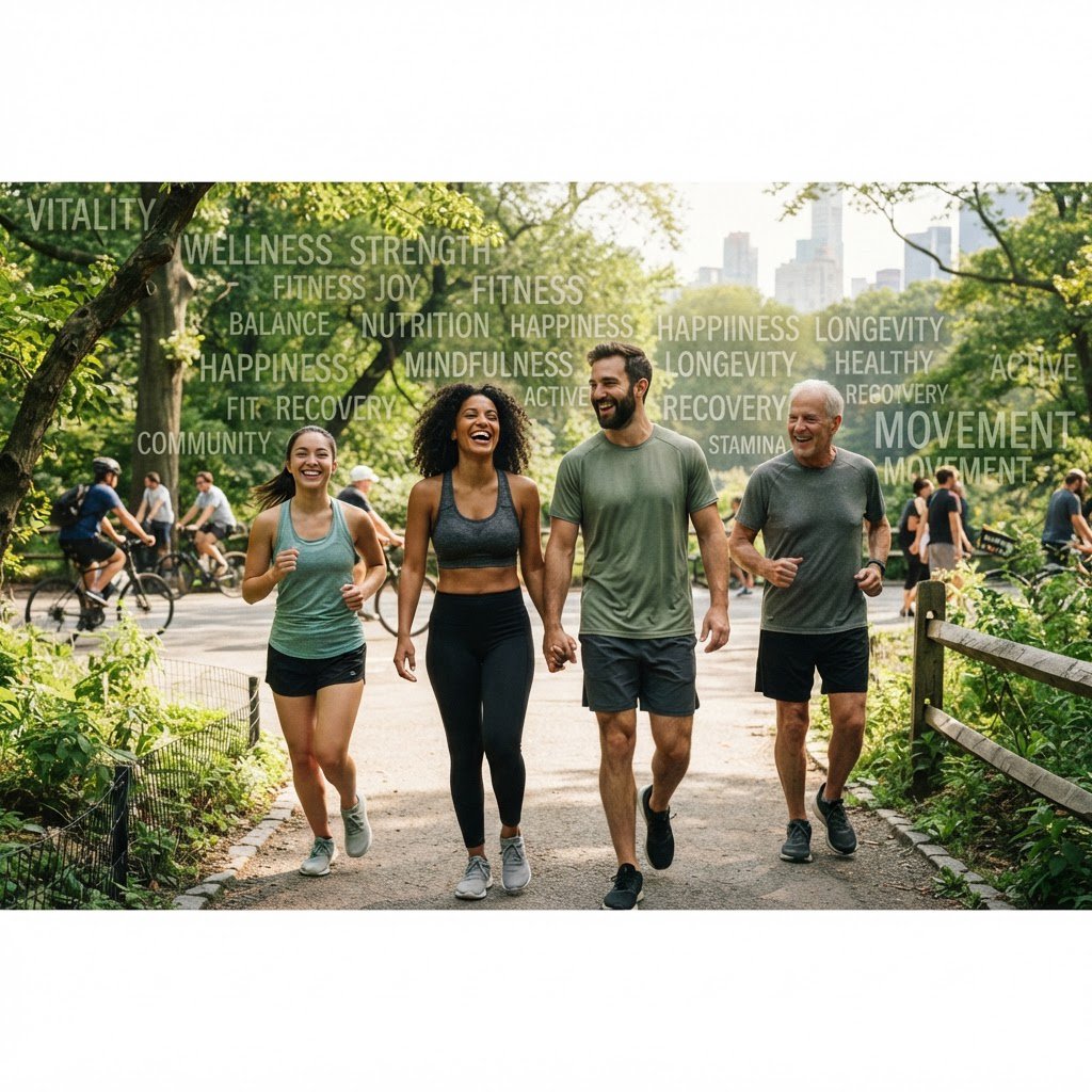 Realistic image depicting great health in many ways. In the background, words related to health are hidden in plain sight. — Nano Banana 2 Lite