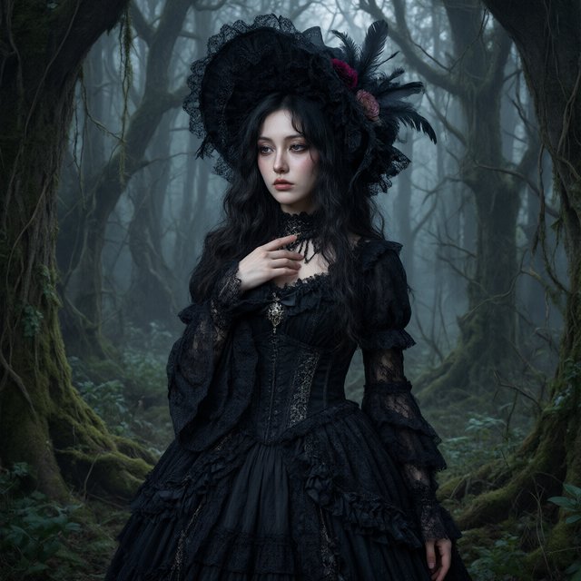 Surreal, ethereal East Asian adult beauty, 21 years old, in maximalist Gothic attire, with the most beautiful expression. — Qwen Image 3.0