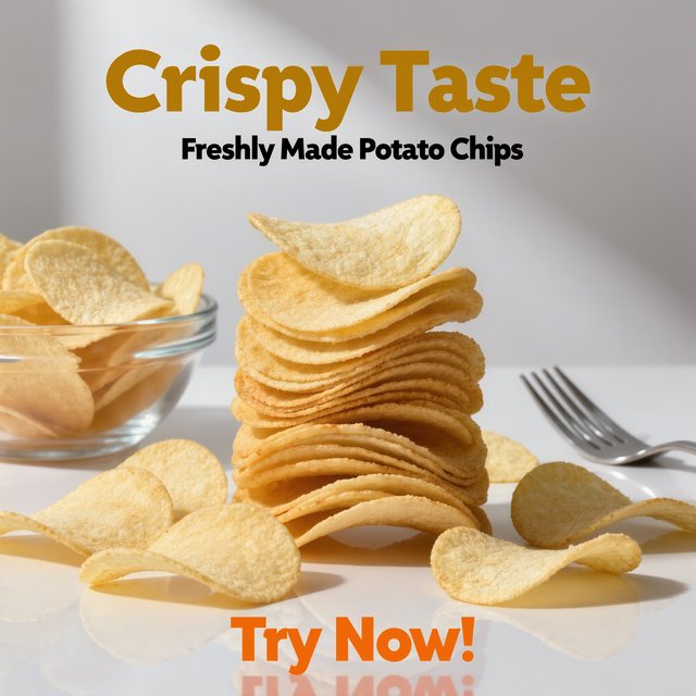 A creative promotional poster for potato chips featuring a forced perspective effect. — Kling v3 Omni