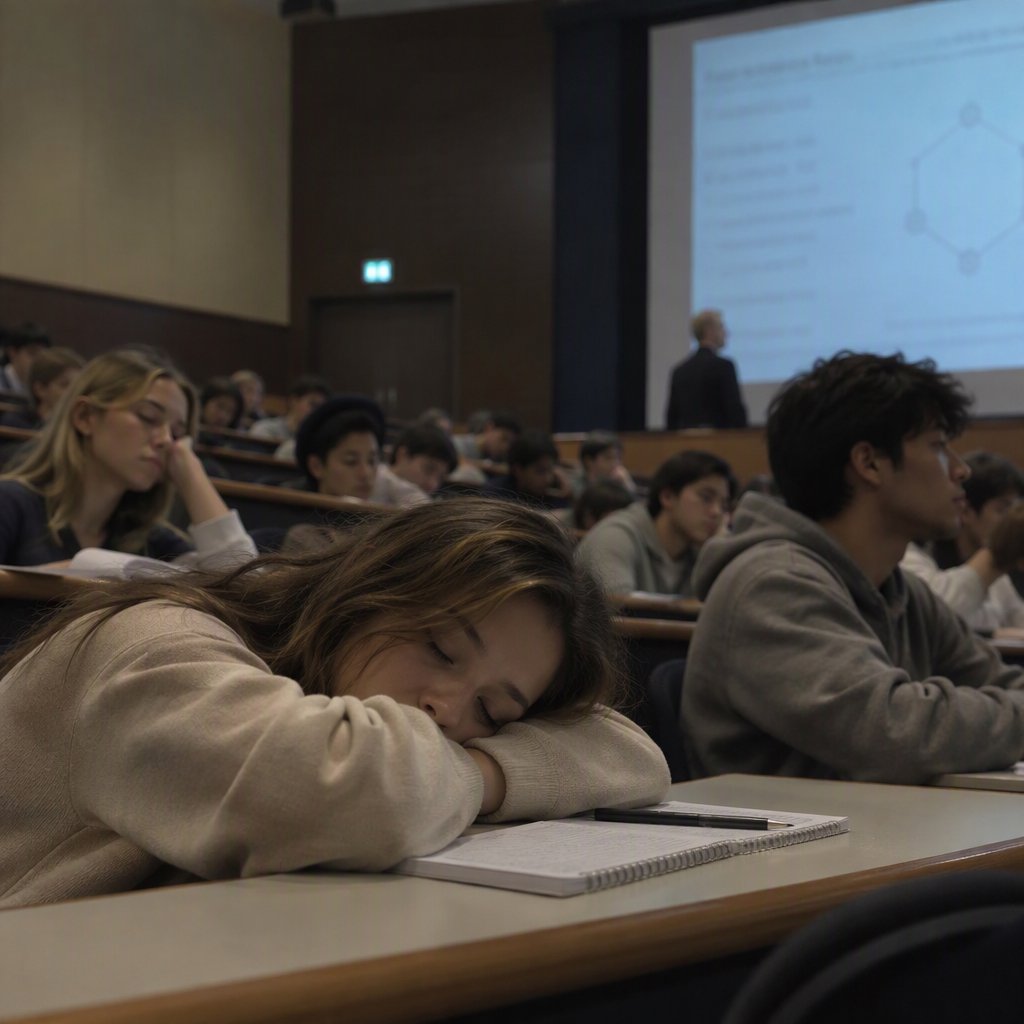 Realistic image. People discovering that their lives were all just a dream at the end of their lives. The whole time, they were just 21-year-old college students who took a nap in class. — GPT Image 2.5 Sunburst
