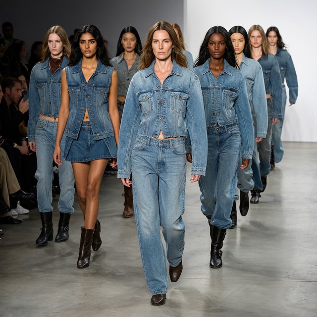 Adult female fashion models on the runway. There are models of all races: white, Black, Asian, Mexican, Indian, mixed race, etc. The vibe is cool and fierce. Many angles. — Qwen Image 3.0 Pro