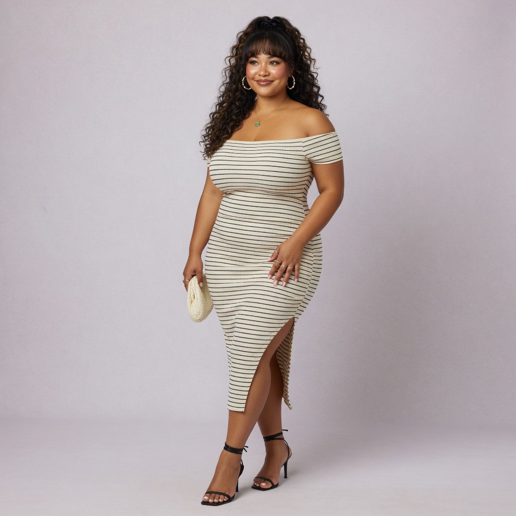 A pretty mixed-race woman of Korean, White, and Black heritage, curvy, full-body image, plain background. — Grok Imagine Image Quality