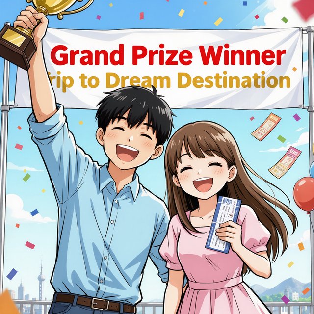 A realistic manga about a couple who entered a contest and ended up winning a trip to a place they always wanted to go. — Kling v3 Omni