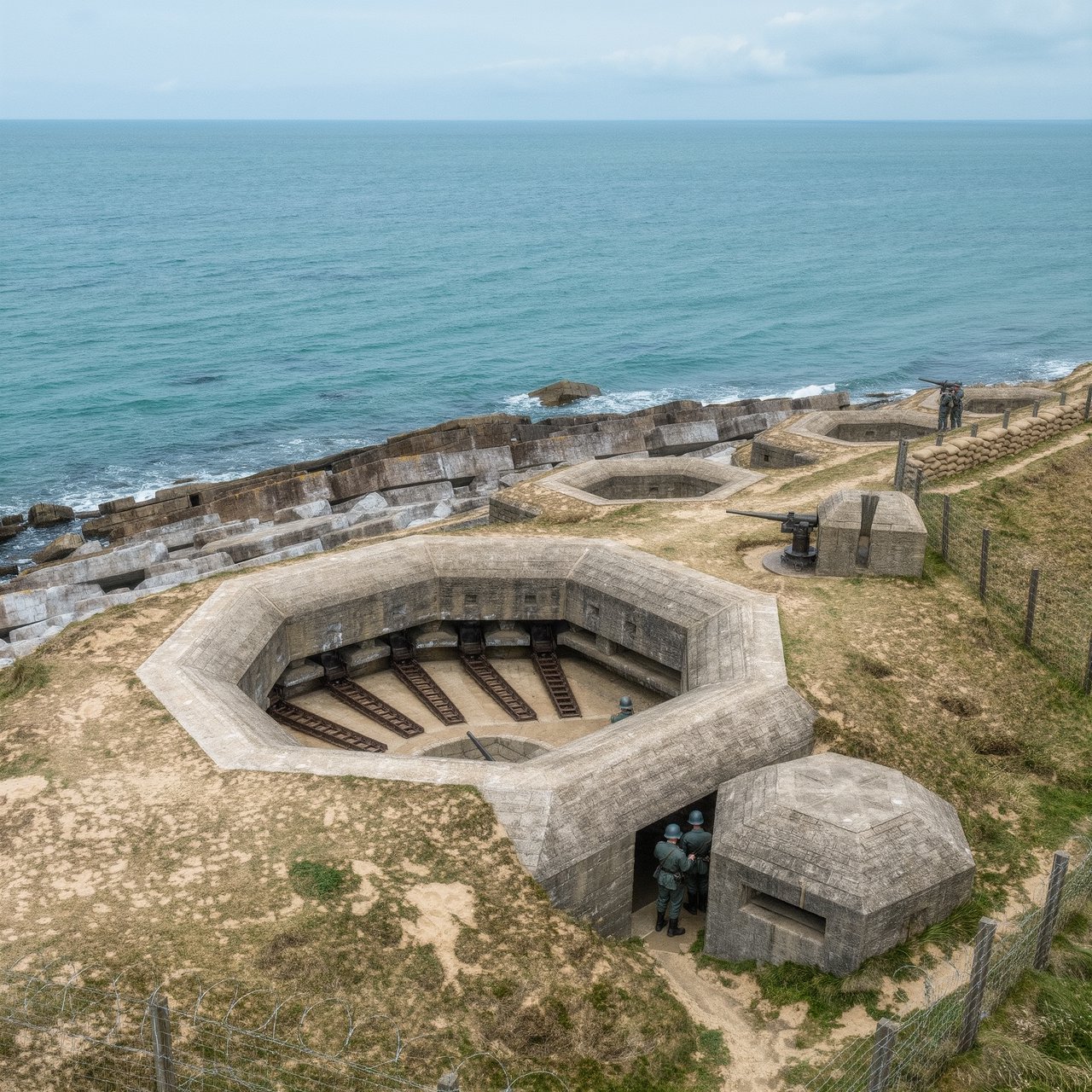 German bunker complex on the French Atlantic coast during World War II — Kling v3 Omni