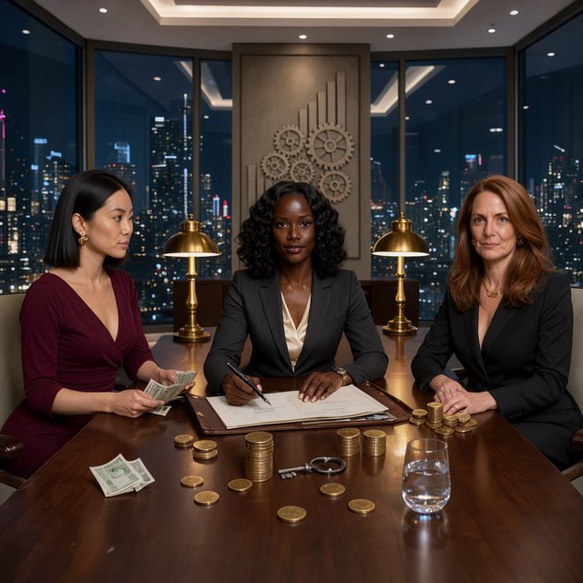 A realistic image based on the concepts of great money, power, and beautiful women. — Model 2
