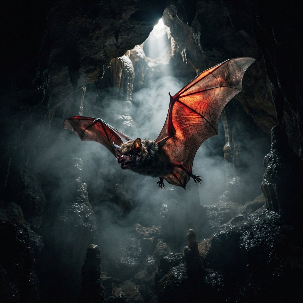 Vampire bat art, volumetric fog, chiaroscuro lighting, subsurface scattering. — Nano Banana 2 Lite