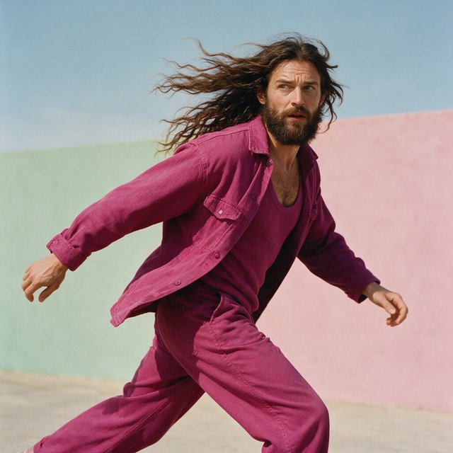 An image depicting a wild character dressed in magenta attire, an outfit, or armor. No text. A complementary pastel background. Lifestyle photography. — Seedream 5.0 Pro