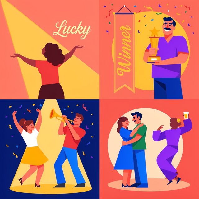 4–6 realistic scenes of people having the luckiest day of their lives. The word “Lucky” should appear at least twice in the image, and seem totally in place and seamless. The whole vibe is pretty much lucky moments that were unexpected but very welcome. — Krea 2 Large