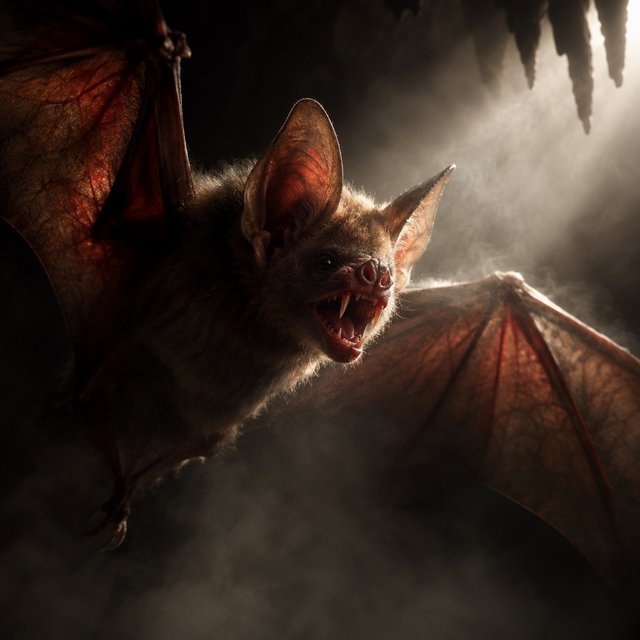 Vampire bat art, volumetric fog, chiaroscuro lighting, subsurface scattering. — Model 3