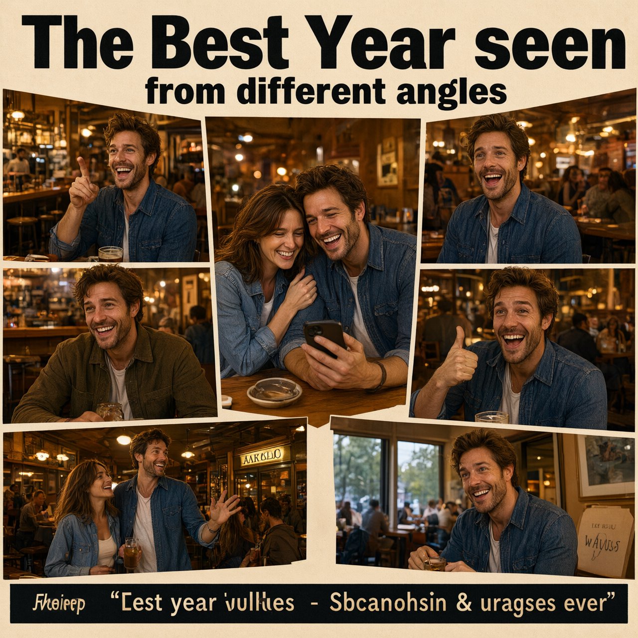 A realistic image where the theme is all about people having the best year ever. 4–6 moments seen from different angles. At the top it says, "The Best Year seen from different angles". — Qwen Image 3.0 Pro