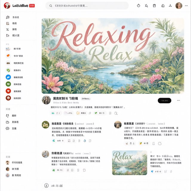 An image representing the word and concept of “Relaxing.” There are at least 4 moments that represent this. The word “Relax” and another word representing it are hidden naturally in the background. — Qwen Image 3.0