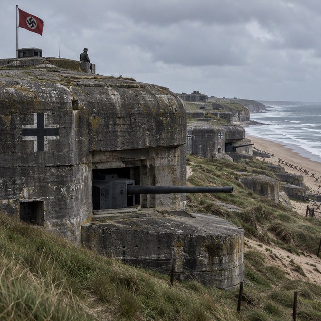 German bunker complex on the French Atlantic coast during World War II — GPT Image 2.5 Flare