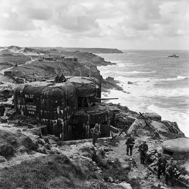 German bunker complex on the French Atlantic coast during World War II — Nano Banana 2 Lite