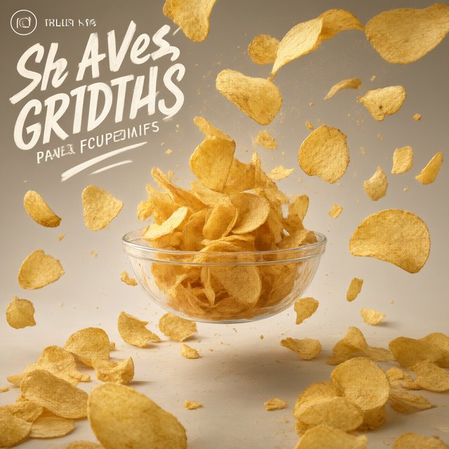 A creative promotional poster for potato chips featuring a forced perspective effect. — Qwen Image 3.0