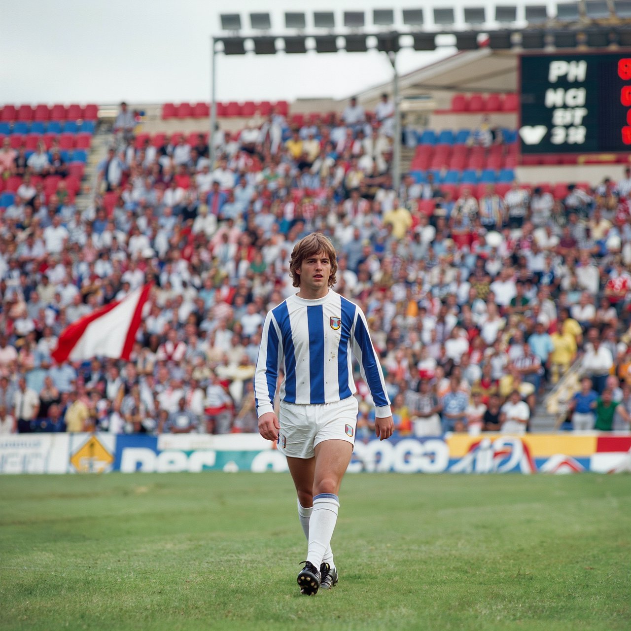A stillshot from a Bulgarian football game, broadcast in the 1980s. — Kling v3