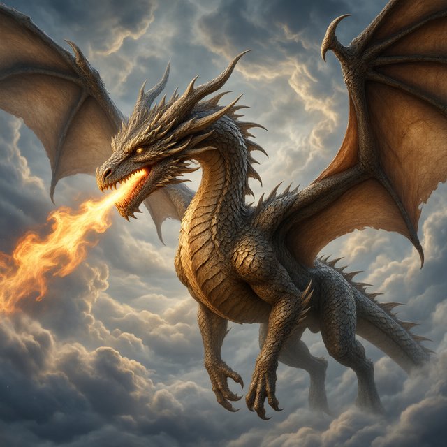A beautiful, ethereal dragon flying through the skies breathing star flames. Detailed scales. — Qwen Image 3.0