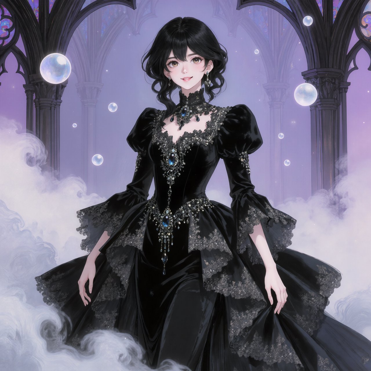 Surreal, ethereal East Asian adult beauty, 21 years old, in maximalist Gothic attire, with the most beautiful expression. — Kling v3 Omni