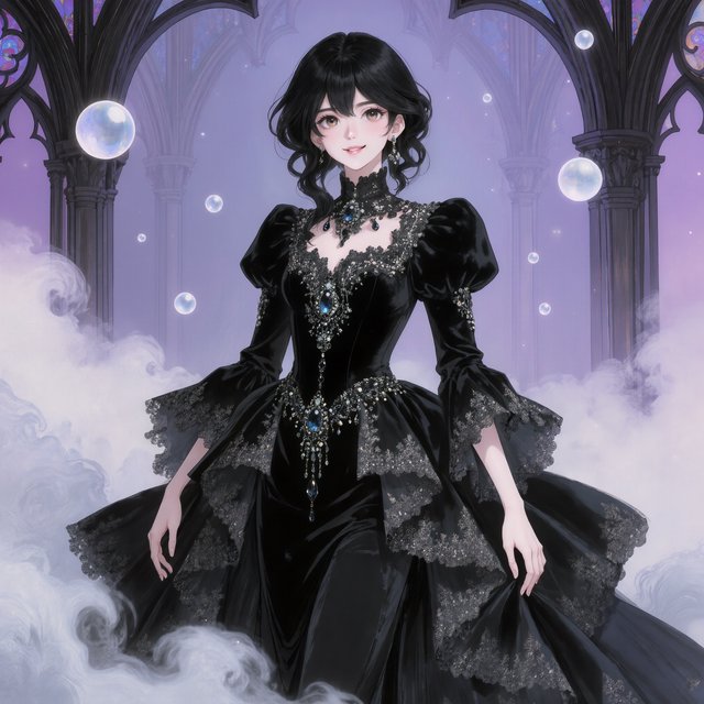 Surreal, ethereal East Asian adult beauty, 21 years old, in maximalist Gothic attire, with the most beautiful expression. — Kling v3 Omni