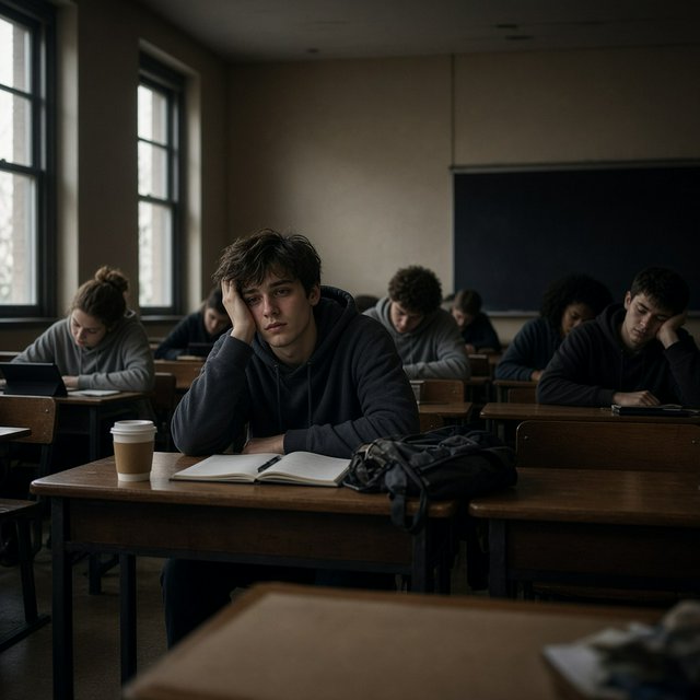 Realistic image. People discovering that their lives were all just a dream at the end of their lives. The whole time, they were just 21-year-old college students who took a nap in class. — Model 4