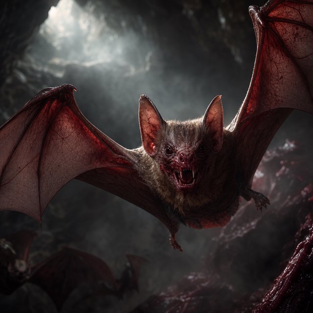 Vampire bat art, volumetric fog, chiaroscuro lighting, subsurface scattering. — Model 2