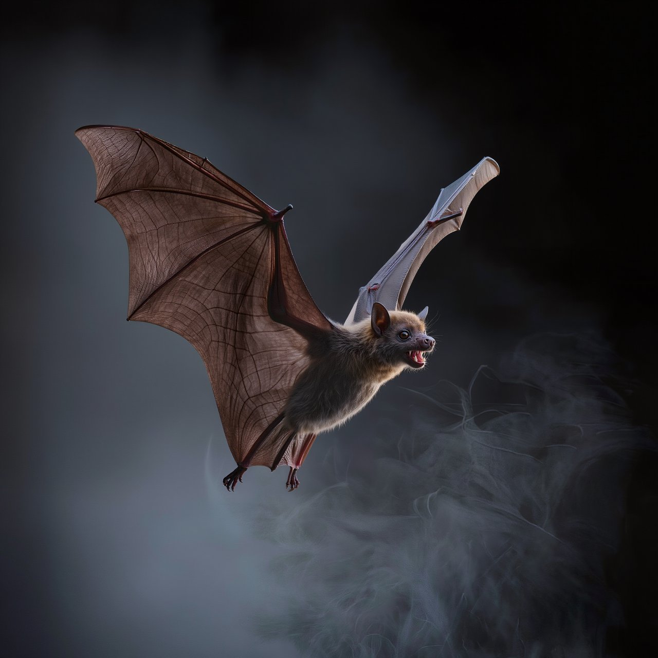 Vampire bat art, volumetric fog, chiaroscuro lighting, subsurface scattering. — Kling v3