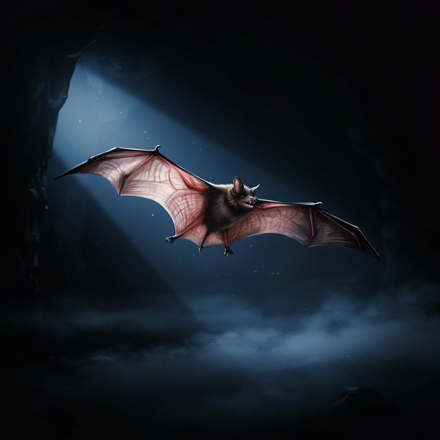 Vampire bat art, volumetric fog, chiaroscuro lighting, subsurface scattering. — Model 7