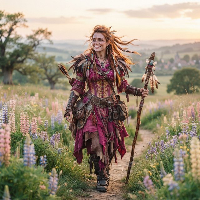 An image depicting a wild character dressed in magenta attire, an outfit, or armor. No text. A complementary pastel background. Lifestyle photography. — Nano Banana 2 Lite