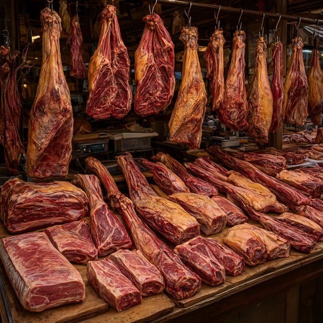 Exotic alien meat market with every possible meat imaginable on sale! — Qwen Image 3.0 Pro