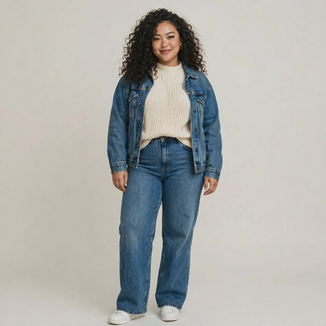 A pretty mixed-race woman of Korean, White, and Black heritage, curvy, full-body image, plain background. — Muse Image 1.0