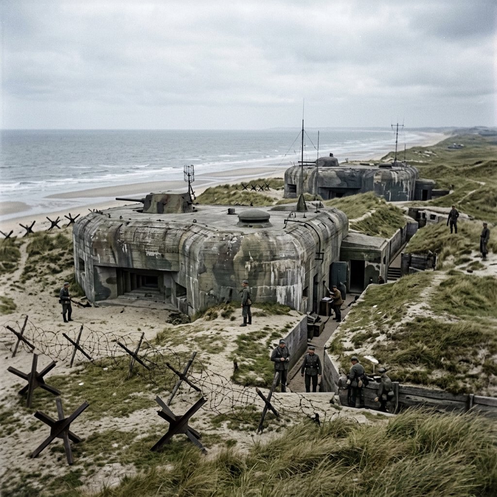German bunker complex on the French Atlantic coast during World War II — Nano Banana 2.1