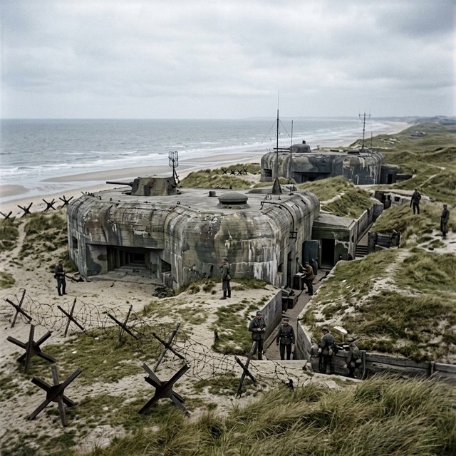 German bunker complex on the French Atlantic coast during World War II — Nano Banana 2.1