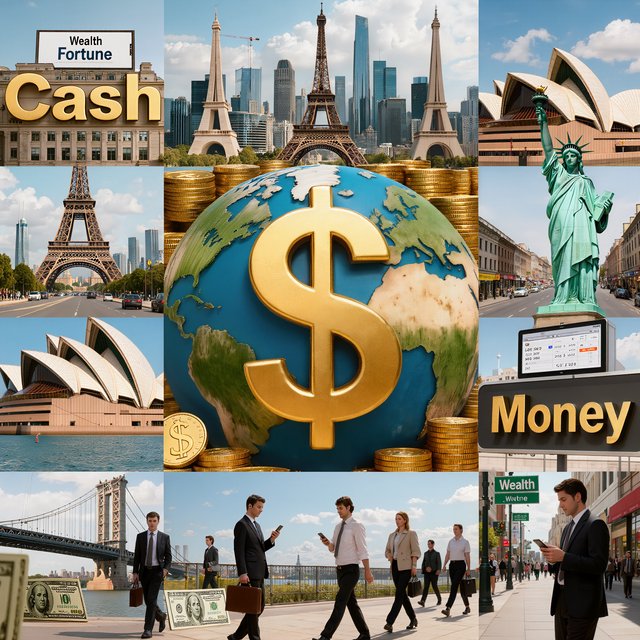 Messages and words related to making a ton of money, hidden in plain sight around the world. — Kling v3