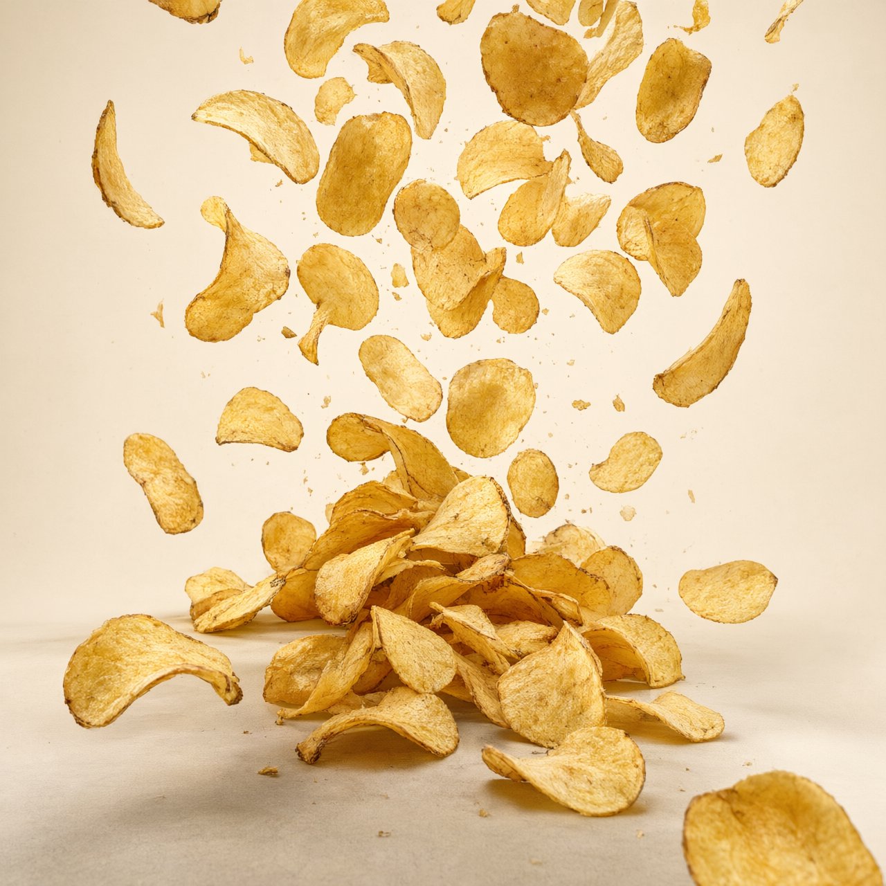 A creative promotional poster for potato chips featuring a forced perspective effect. — Qwen Image 3.0 Pro