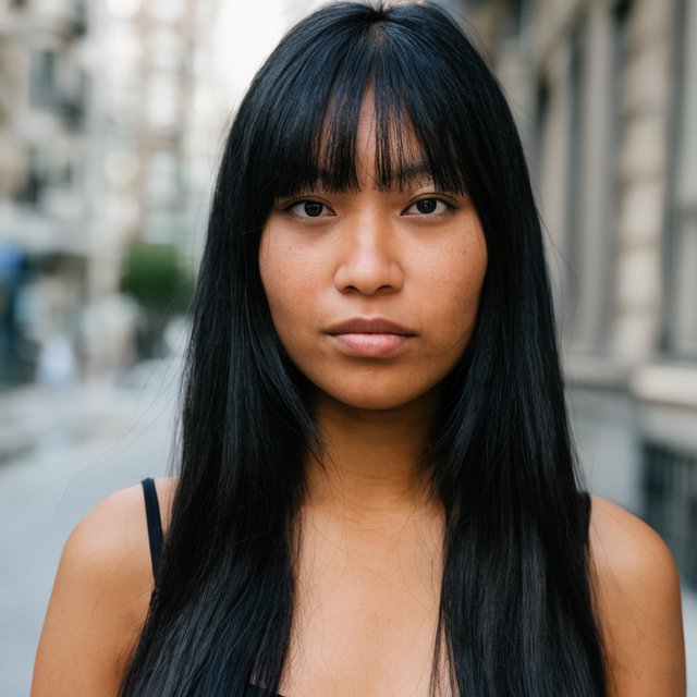A pretty mixed-race woman of Korean, White, and Black heritage, curvy, full-body image, plain background. — Krea 2 Large
