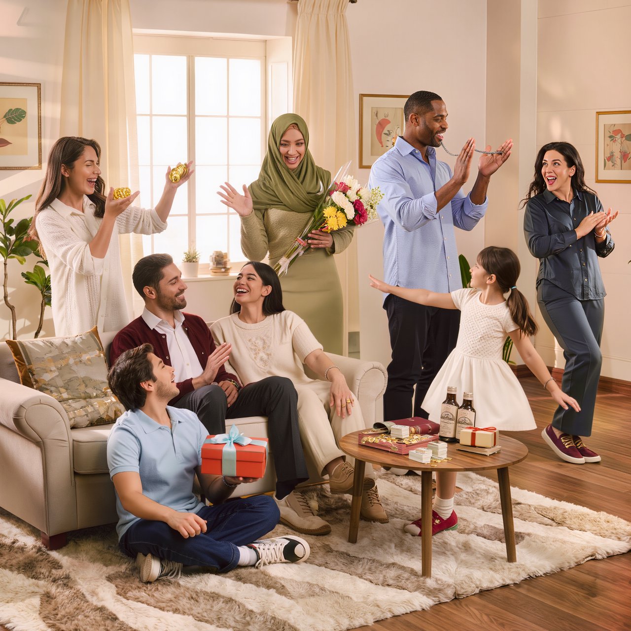 Realistic. Adults around the world finding abundant wealth, family, and joy in their lives. The vibe is very good but also casual. — Kling v3